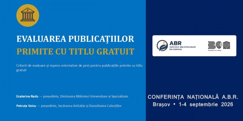EVALUAREA PUBLICAȚIILOR PRIMITE CU TITLU GRATUIT